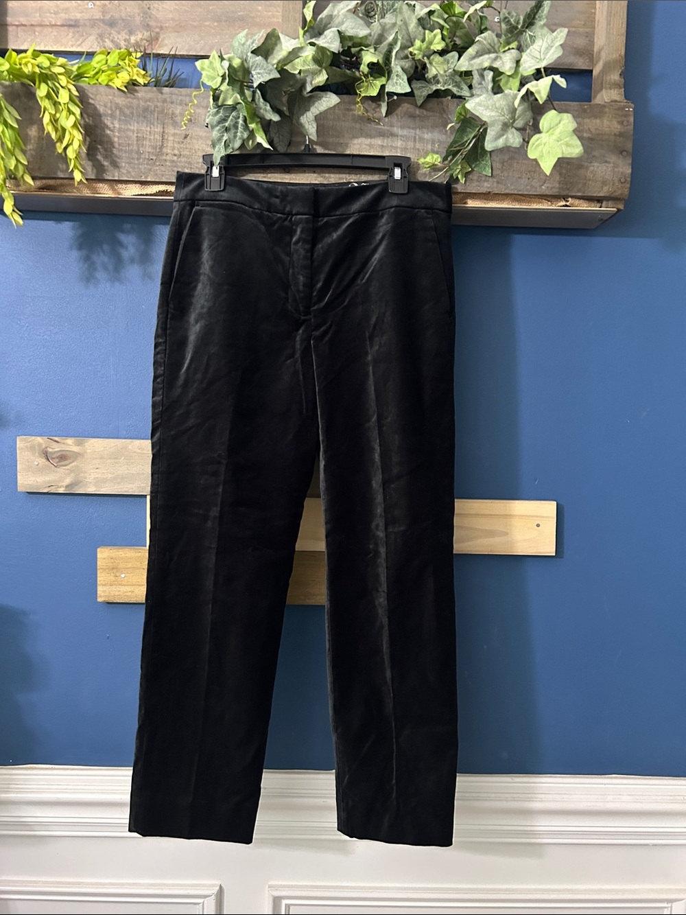 J. Crew Women’s Black Velvet Straight Pants Size 6 NWOT